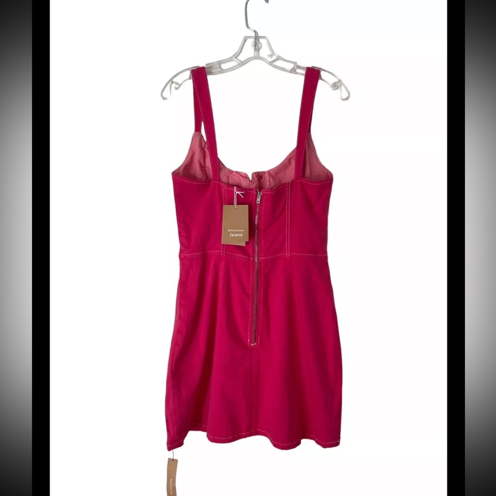NWT Reformation Jolie Bustier Mini Dress Barbie Pink Size 10 - Picture 4 of 4